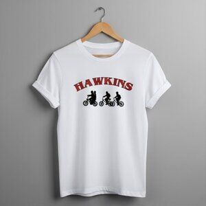 The Hawkins Png, Retro Sci-Fi TV Show Cut T-shirt Unisex White